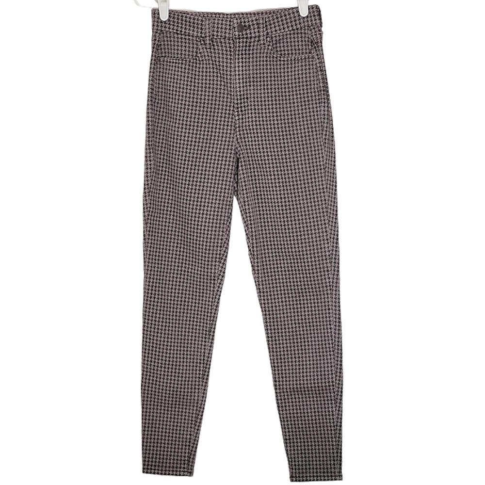 7198 * American Eagle Houndstooth Curvy Super Hi-Rise Jegging Black Size 4